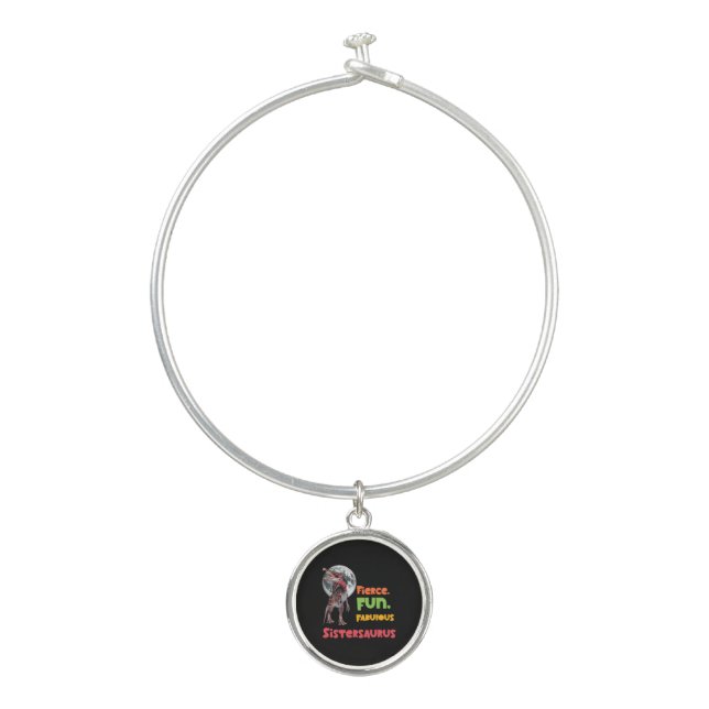 Sistersaurus Matching Sisters Dino Squad Design Bangle Bracelet (Front)
