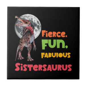 Sistersaurus Matching Sisters Dino Squad Design Ceramic Tile