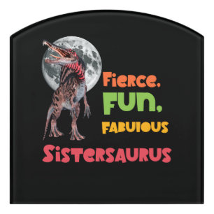 Sistersaurus Matching Sisters Dino Squad Design Door Sign