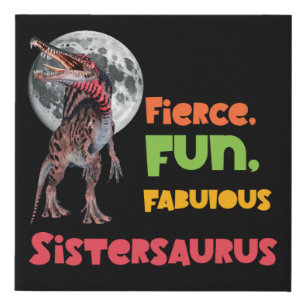 Sistersaurus Matching Sisters Dino Squad Design Faux Canvas Print