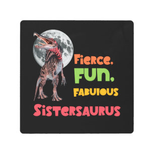 Sistersaurus Matching Sisters Dino Squad Design Metal Print