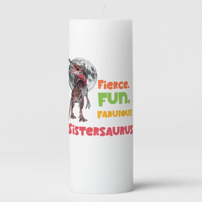 Sistersaurus Matching Sisters Dino Squad Design Pillar Candle (Front)