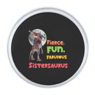 Sistersaurus Matching Sisters Dino Squad Design Silver Finish Lapel Pin