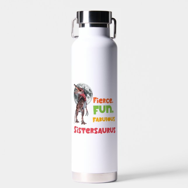 Sistersaurus Matching Sisters Dino Squad Design Water Bottle (Front)