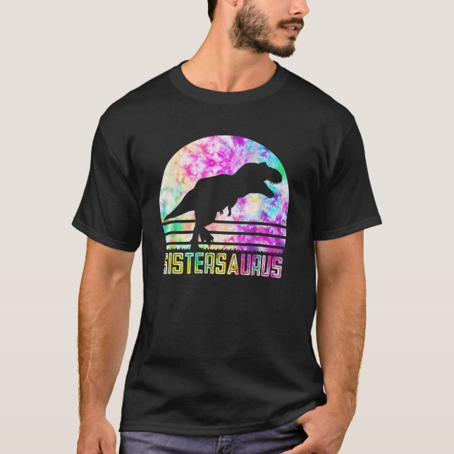 Sistersaurus Sister Saurus Dinosaur Vintage Sunset T-Shirt (Front)