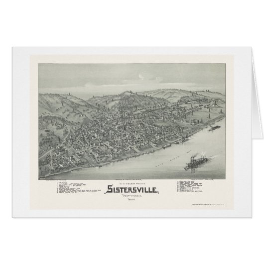 Sistersville, WV Panoramic Map - 1896 Cards (Front Horizontal)
