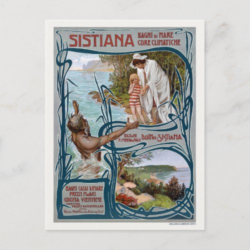 Sistiana Italy Vintage Travel Poster 1900 Postcard