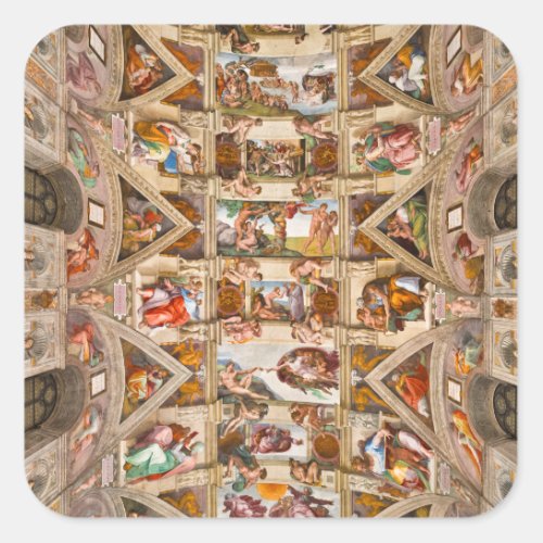 Sistine Chapel Ceiling 1512 by Michelangelo Square Sticker