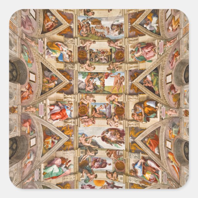 Sistine Chapel Ceiling, 1512 by Michelangelo Square Sticker (Front)