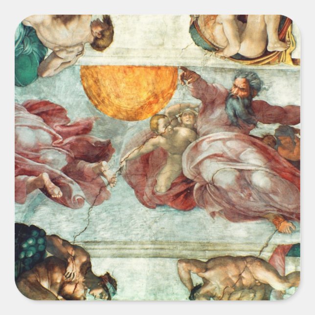 Sistine Chapel Ceiling 3 Square Sticker (Front)