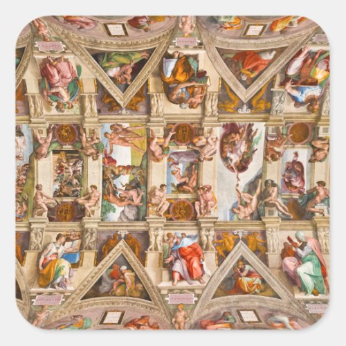 Sistine Chapel Ceiling by Michelangelo Square Sticker