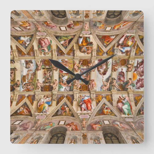 Sistine Chapel Ceiling by Michelangelo Square Wall Clock