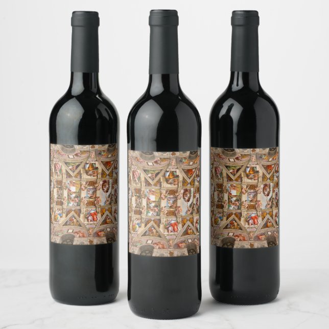 Sistine Chapel Ceiling by Michelangelo Wine Label (Bottles)