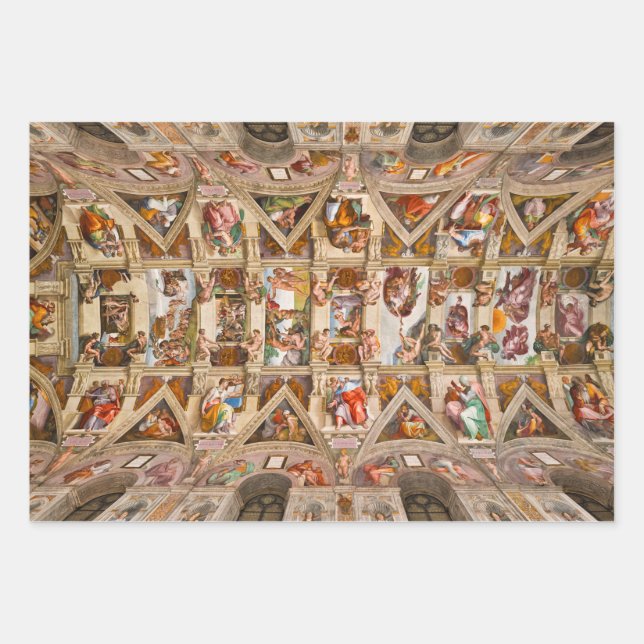 Sistine Chapel Ceiling by Michelangelo Wrapping Paper Sheets (Front)