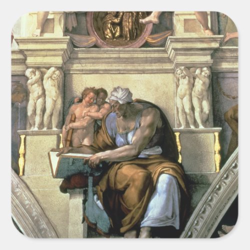 Sistine Chapel Ceiling Cumaean Sibyl 1510 Square Sticker