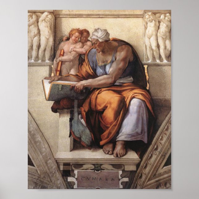 Sistine Chapel Ceiling: Cumaean Sibyl Michelangelo Poster (Front)