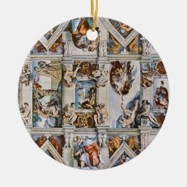 Sistine Chapel Ceiling Michelangelo Ceramic Ornament (Front)