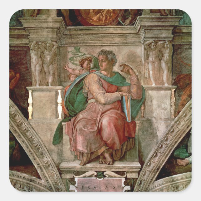 Sistine Chapel Ceiling: The Prophet Isaiah Square Sticker (Front)
