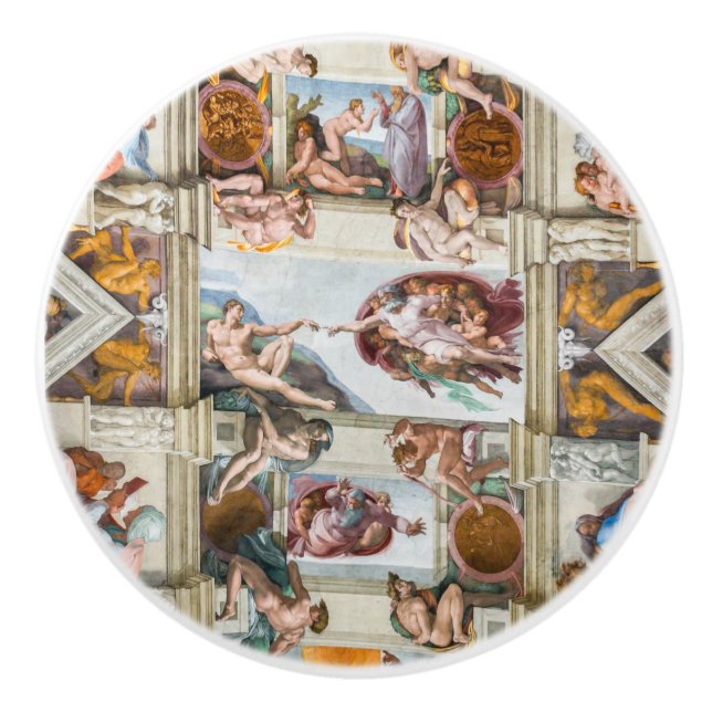 Sistine Chapel Michelangelo - Vatican, Rome, Italy Ceramic Knob (Front)