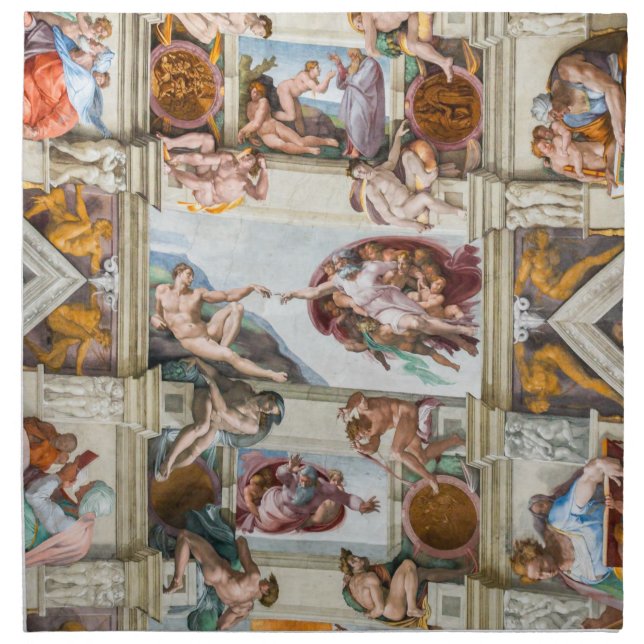 Sistine Chapel Michelangelo - Vatican, Rome, Italy Cloth Napkin (Front)