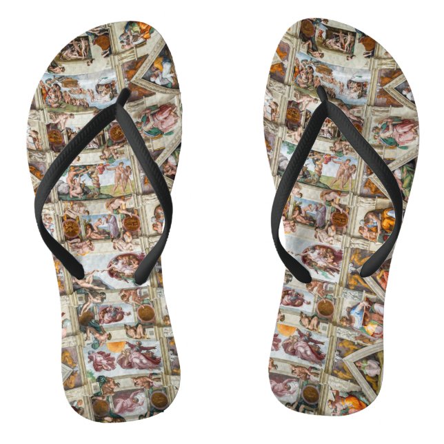Sistine Chapel Michelangelo - Vatican, Rome, Italy Flip Flops (Footbed)