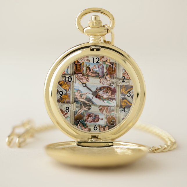 Sistine Chapel Michelangelo - Vatican, Rome, Italy Pocket Watch (Inside)