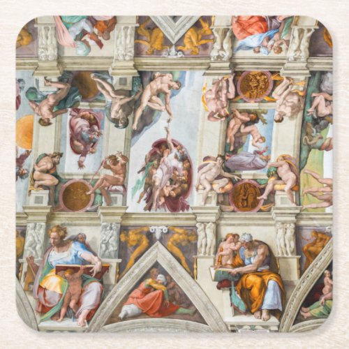 Sistine Chapel Michelangelo _ Vatican Rome Italy Square Paper Coaster