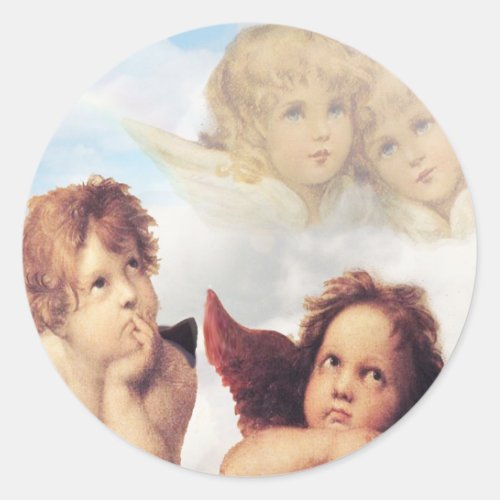Sistine Madonna 2 Angels by Raphael Classic Round Sticker