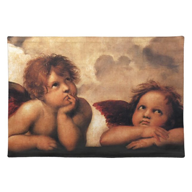 Sistine Madonna 2 Angels by Raphael Cloth Placemat (Front)