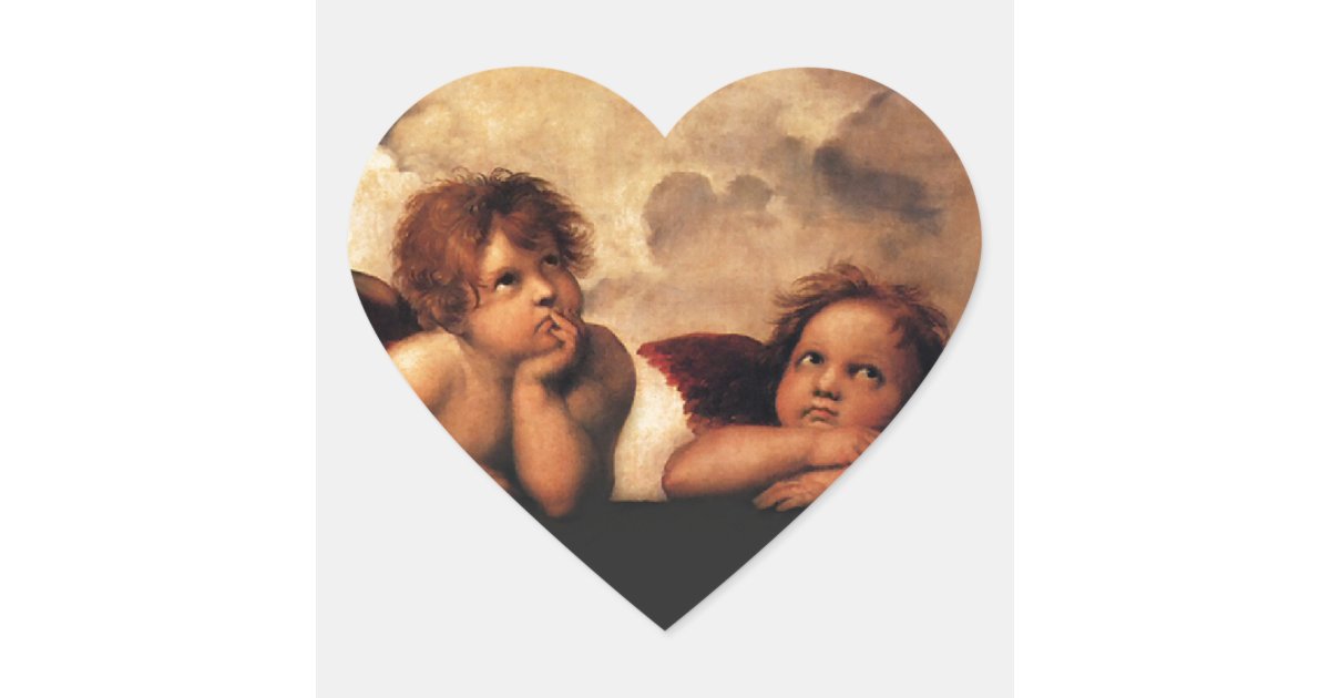 Sistine Madonna 2 Angels By Raphael Heart Sticker Zazzle Com