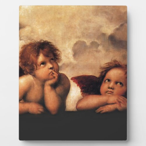Sistine Madonna 2 Angels by Raphael Plaque