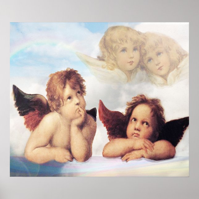 Sistine Madonna 2 Angels by Raphael Poster (Front)
