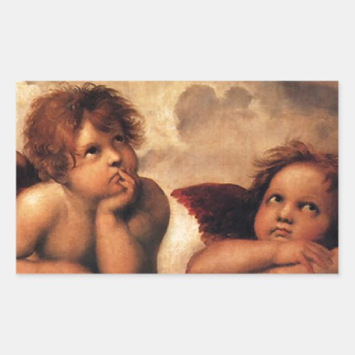 Sistine Madonna 2 Angels by Raphael Rectangular Sticker