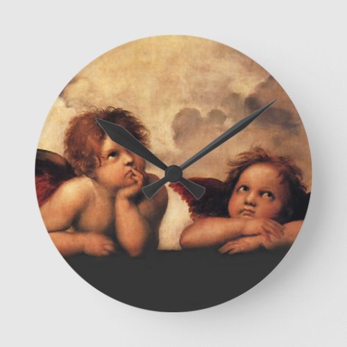 Sistine Madonna 2 Angels by Raphael Round Clock