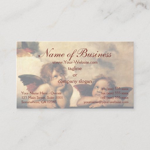 Customizable Sistine Madonna Angels by Raphael Raffaello Business Card Template