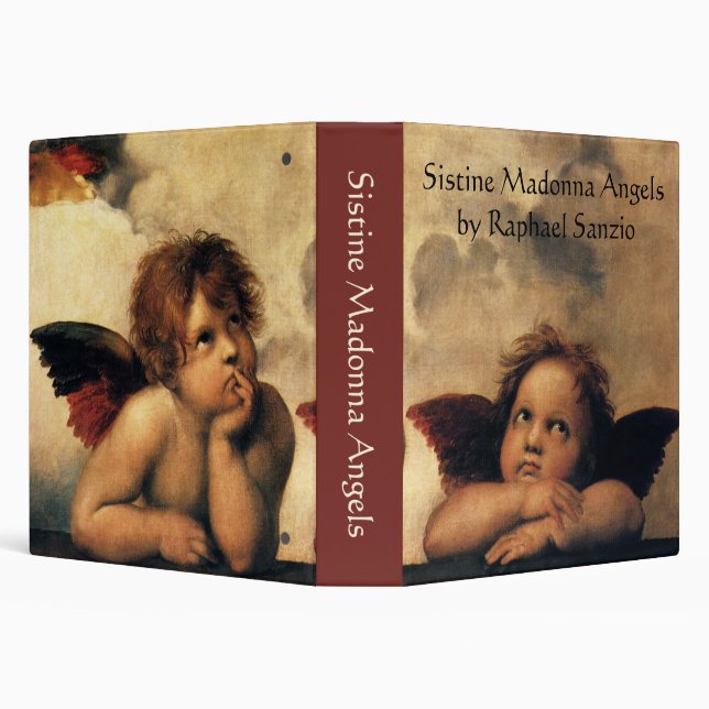 Sistine Madonna Angels by Raphael Sanzio 3 Ring Binder (Background)