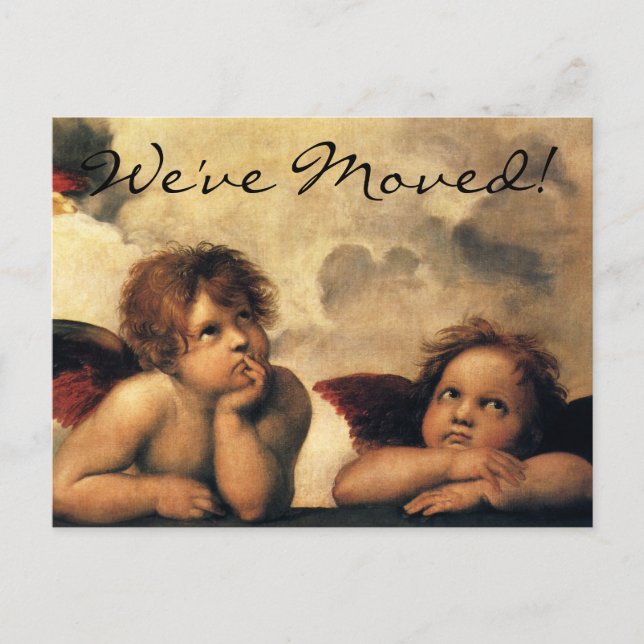 Sistine Madonna Angels by Raphael Sanzio Announcement Postcard (Front)