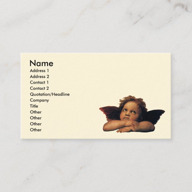 Sistine Madonna Angels by Raphael Sanzio Business Card (Front)