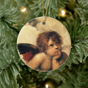 Sistine Madonna Angels by Raphael Sanzio Ceramic Ornament