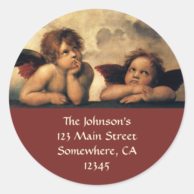 Sistine Madonna Angels by Raphael Sanzio Classic Round Sticker (Front)