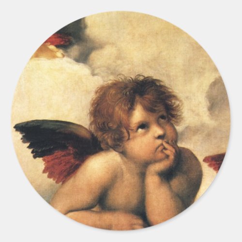 Sistine Madonna Angels by Raphael Sanzio Classic Round Sticker