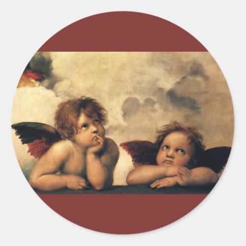 Sistine Madonna Angels by Raphael Sanzio Classic Round Sticker