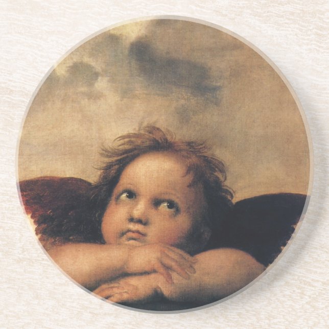Sistine Madonna Angels by Raphael Sanzio Drink Coaster (Front)