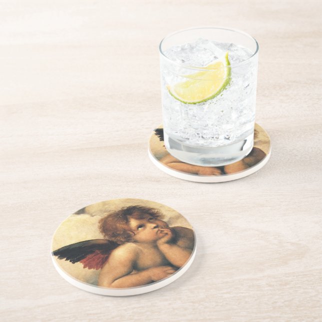 Sistine Madonna Angels by Raphael Sanzio Drink Coaster (Side)