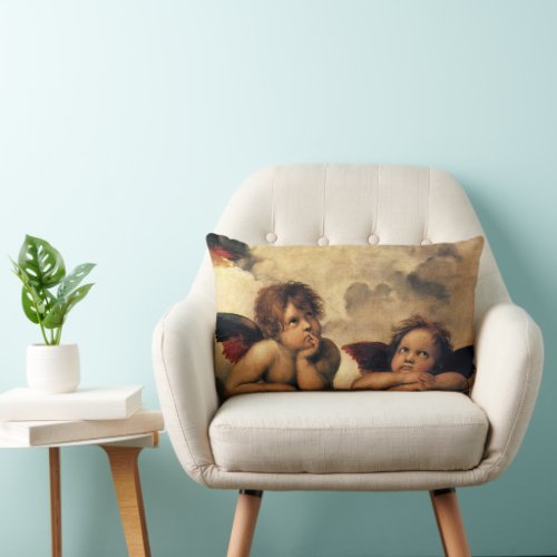 Sistine Madonna Angels by Raphael Sanzio Lumbar Pillow