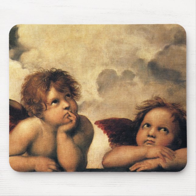 Sistine Madonna Angels by Raphael Sanzio Mouse Pad (Front)