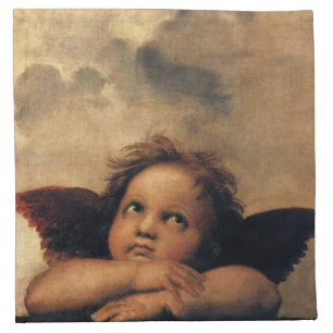 Sistine Madonna Angels by Raphael Sanzio Napkin