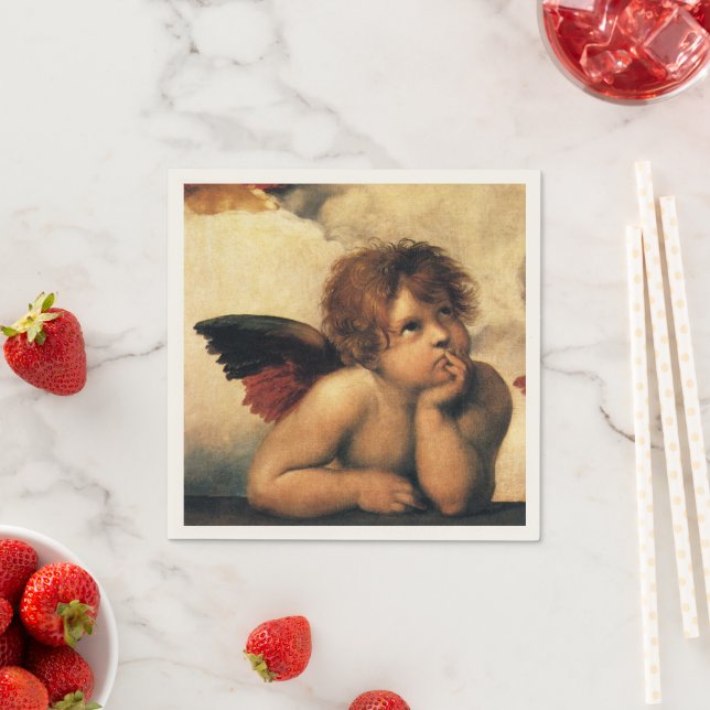 Sistine Madonna Angels by Raphael Sanzio Napkins (Insitu)