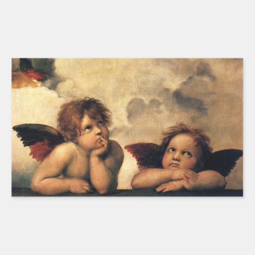 Sistine Madonna Angels by Raphael Sanzio Rectangular Sticker