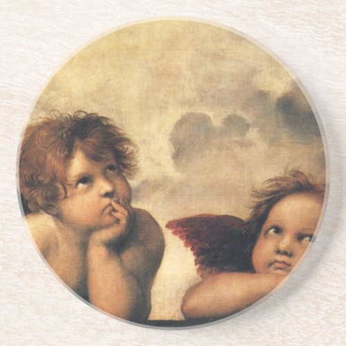 Sistine Madonna Angels by Raphael Sanzio Sandstone Coaster